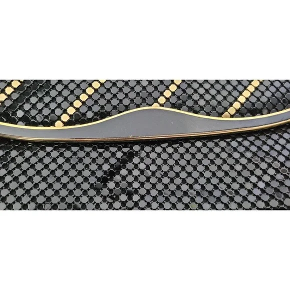 Rebecca Lynn Womens Evening Purse Black Gold Sequin Shoulder Strap 9"x6" - Picture 3 of 8